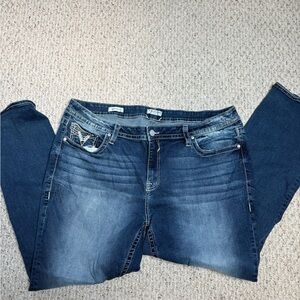 Vigoss Blue Boyfriend Jeans with embroidered pockets